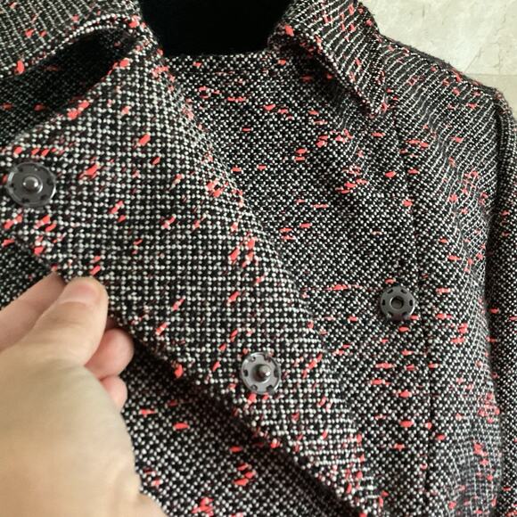 J.Crew Tweed Cropped Moto Jacket, Size 8, Black, White Neon Red, Fall Preppy - Picture 7 of 13